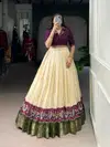 Nnk1135 Poly Cotton Printed With Zari Weaving Work Lehenga With Blouse Wholesale In India